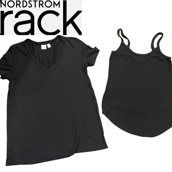 New Bundle of 2 x Nordstrom’s Rack Brands B.P. & Hinge Medium Black Tops - Picture 3 of 5